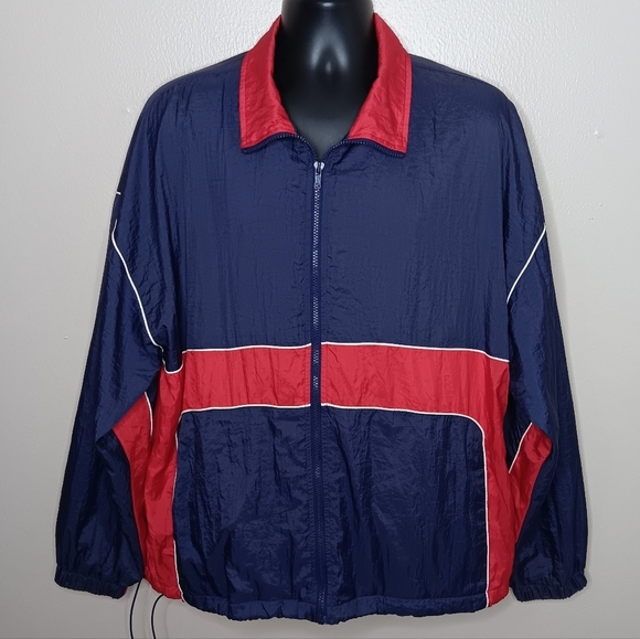 Athletic Works Other - Vintage 80s 90s Athletic Works Mens Large Nylon Jacket Full Zip Windbreaker Navy